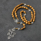 St. Benedict Rosary Necklace – Protection, Faith & Wooden Prayer Beads