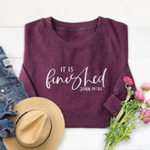 Embroidered It is Finished Sweatshirt