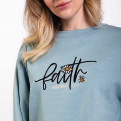 Faith Flower Embroidered Crewneck Sweatshirt