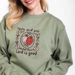 Taste and See Embroidered Crewneck Sweatshirt