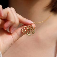 Bubble Initial Letter Y Pendant Necklace