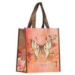 Grace Butterfly Orange Non-Woven Coated Tote Bag - Ephesians 2:8
