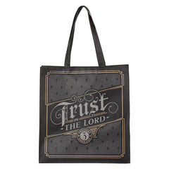 Trust in the Lord Charcoal and Gold Reusable Non-woven Shopping Tote Bag -Proverbs 3:5
