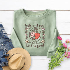 Taste and See Embroidered Crewneck Sweatshirt