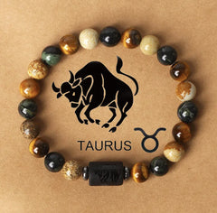 12 Zodiac Signs Natural Stone Bracelet – Astrology Crystal Bead Bracelet