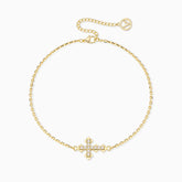 Gold Zircon Cross Bracelet