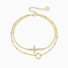 Gold Vermeil Layered Cross Bracelet
