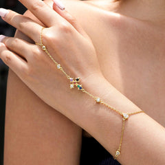 Seven Lights Fleur-de-Lis Cross Hand Chain