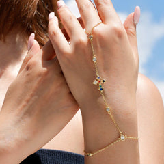 Seven Lights Fleur-de-Lis Cross Hand Chain