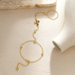 Seven Lights Fleur-de-Lis Cross Hand Chain