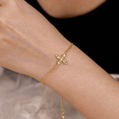 Divine Bloom Fleur-de-Lis Cross Bracelet