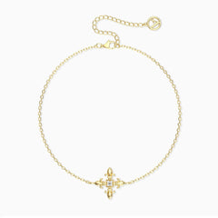 Divine Bloom Fleur-de-Lis Cross Bracelet