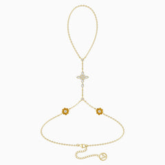 Byzantine Cross Water Lily July Birth Flower Hand Chain