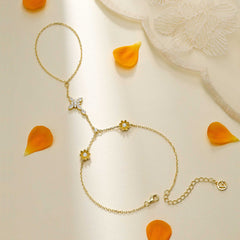 Byzantine Cross Water Lily July Birth Flower Hand Chain