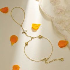 Byzantine Cross Poppy August Birth Flower Hand Chain