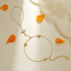 Byzantine Cross Morning Glory September Birth Flower Hand Chain