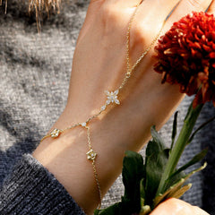 Byzantine Cross Morning Glory September Birth Flower Hand Chain