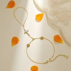 Byzantine Cross Marigold October Birth Flower Hand Chain