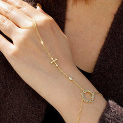 Crown of Thorns Cross Hand Chain
