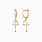 Gold Layered Circle Cross Earrings