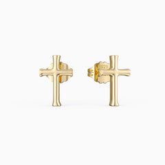 Crown of Thorns Cross Stud Earrings