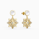 Pave North Star with Moonstone Drop Earrings