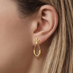 ‘Take the first step in faith' V Chain Cross Drop Earrings