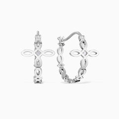 Divine Harmony Ichthys Cross Faith Protection Hoop Earrings