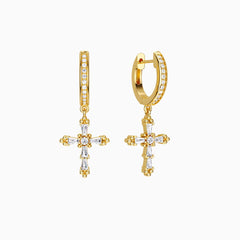 Byzantine Faith Cross Huggie Hoop Earrings