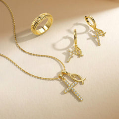 Sterling Silver Ichthys Cross Earrings