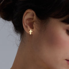Cross Sparkle Stud Earrings