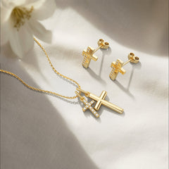 Cross Sparkle Stud Earrings