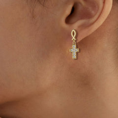 Ichthys Cross Dangle Stud Earrings