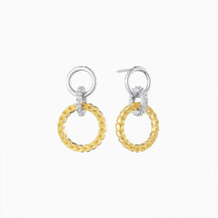 Two-Tone Manna Interlocking Halo Stud Earrings