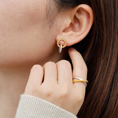 Manna Two-Tone Double Interlocking Halo Stud Earrings