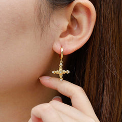 Floral Cross November Sunflower Hoop Earrings