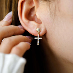 Shell Cross Dangle Earrings