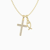 We Will be With You Cross Ichthys Necklace