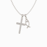 We Will be With You Cross Ichthys Necklace