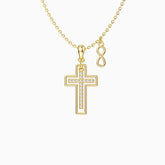 Gold Cutout Double Cross Necklace