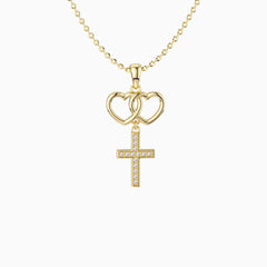 Gold Love And Faith Cross Necklace