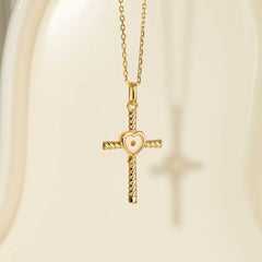 Heart of Mustard Seed Cross Necklace
