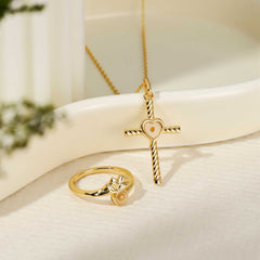 Heart of Mustard Seed Cross Necklace