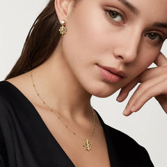 Pave North Star with Moonstone Drop Earrings