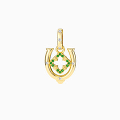 Horseshoe Four Leaf Clover Luck Charm Pendant