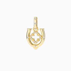 Horseshoe Four Leaf Clover Luck Charm Pendant
