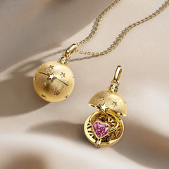 ‘You are My Treasure' Pink Heart Celestial Star Amulet Christmas Ball Locket Pendant