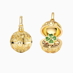 Good Luck Four Leaf Clover Amulet Christmas Ball Locket Pendant