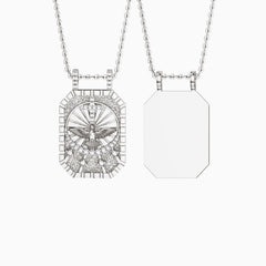 Personalized Cross Dove Celestial Protection Medallion Pendant Scapular Necklace