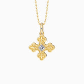Byzantine Fleur De Lis Cross Pendant Necklace